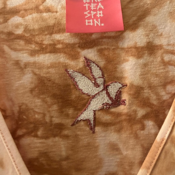 One Teaspoon Tan Tie-Dye Dress with Bird Design - Picture 4 of 8